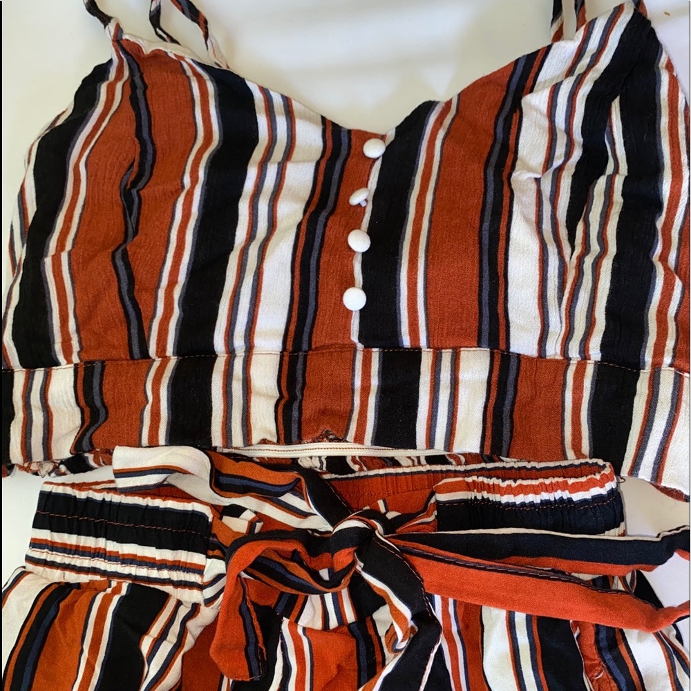 Two piece crop top and pants set